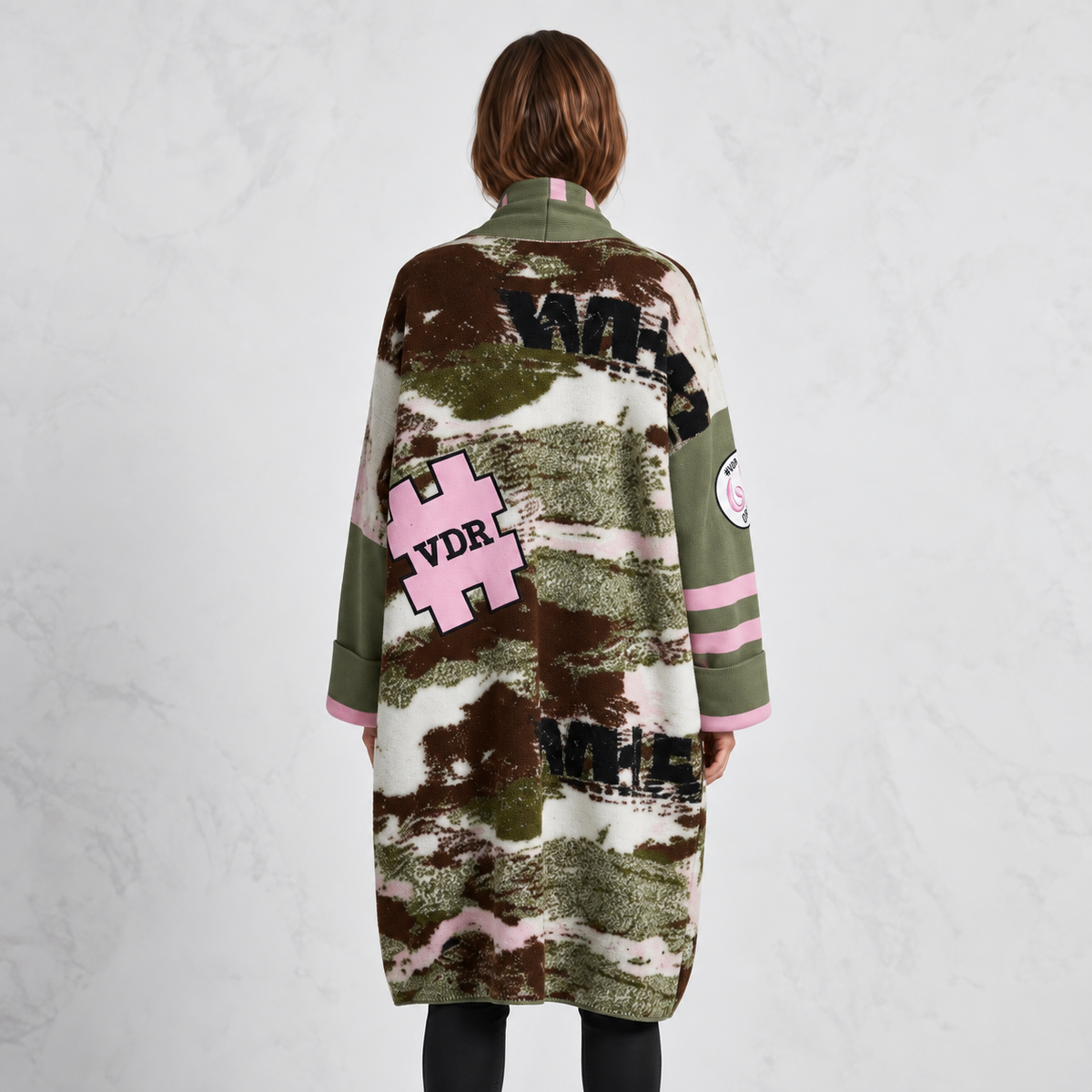 VDR Camo-Textile Statement Cardigan & Scarf Set