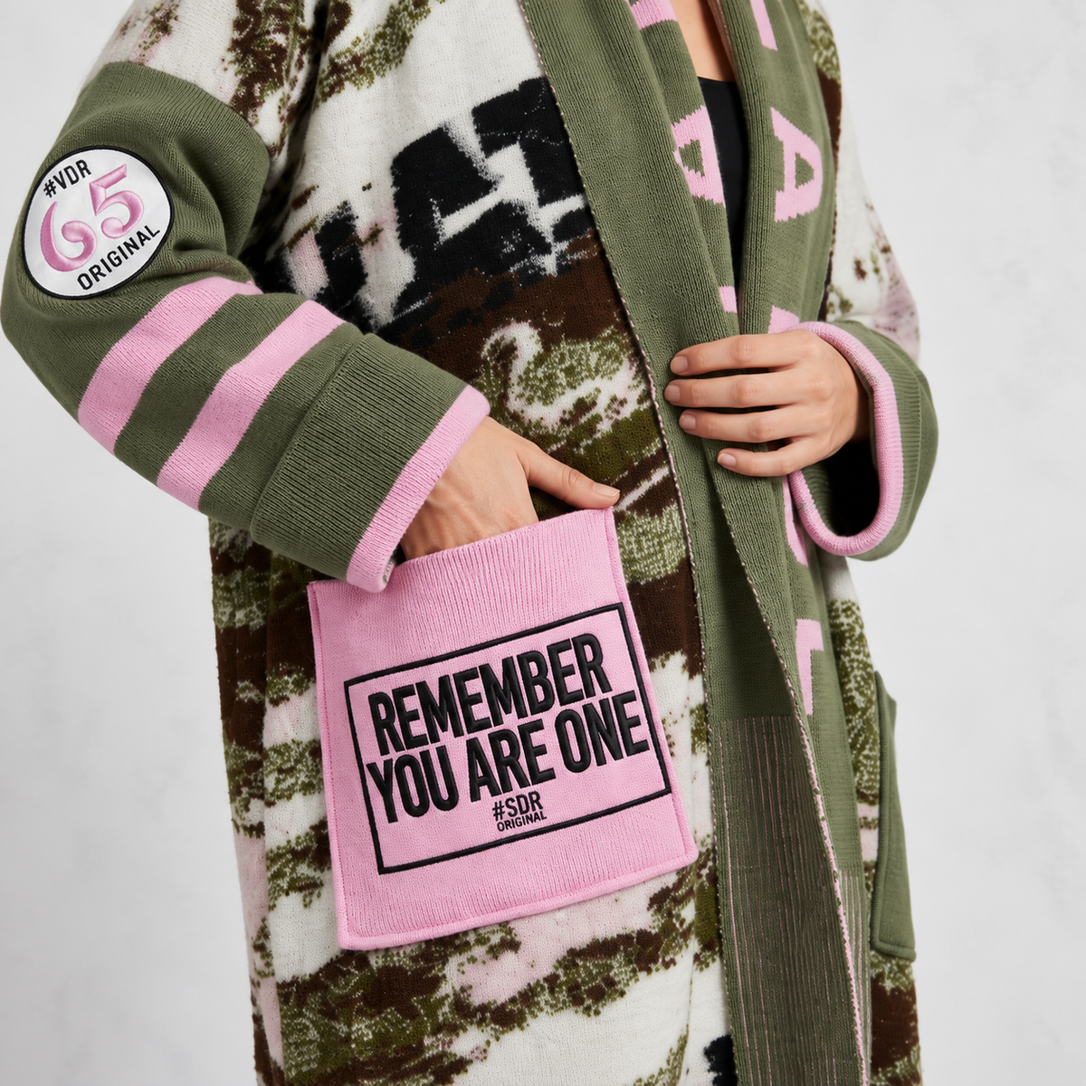 VDR Camo-Textile Statement Cardigan & Scarf Set